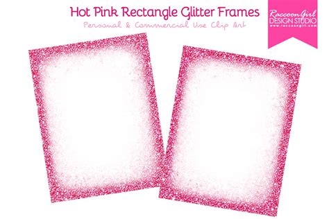 hot pink rectangle glitter frames custom designed illustrations