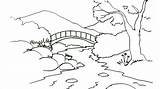 River Easy Draw Scene Drawing Cartoon Children Simple Landscape Bridge Beginners Nile Steps Flowing Drawings Pastel Oil Getdrawings sketch template