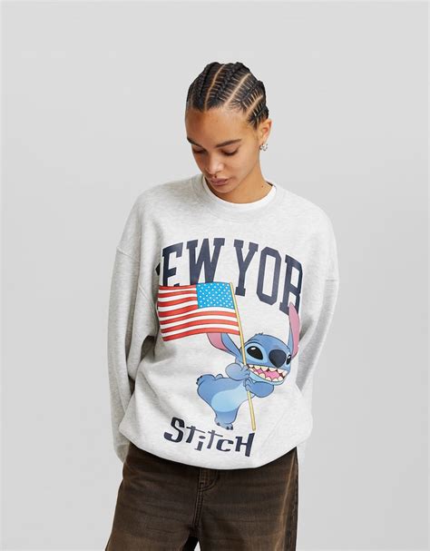 stitch print sweatshirt bsk teen bershka