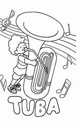 Instrumentos Musicales Tuba Viento Pintar Musica Especial Riomar sketch template