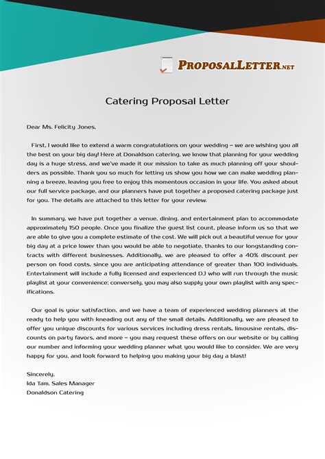 write catering letter proposal   samples
