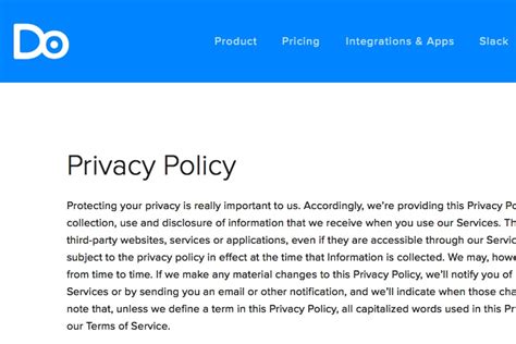 privacy policy templates   format