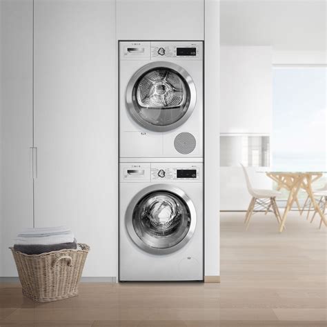 bosch bowadrew stacked washer dryer set  front load washer  electric dryer  white