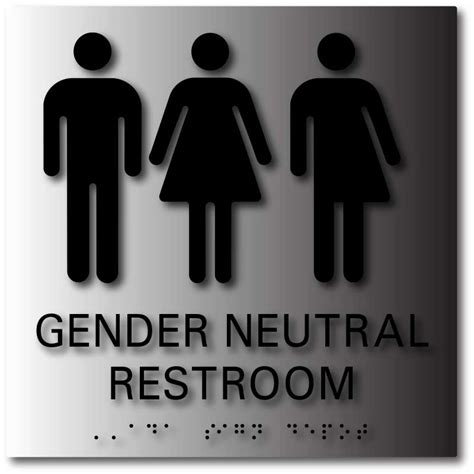 Gender Neutral Symbols Restroom Signs With Braille Ada