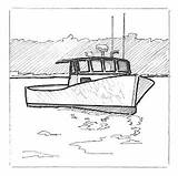 Boat Lobster Sketches Coloring Sketch Boats Drawings Patricia Paintings Template Heath Bobbi sketch template