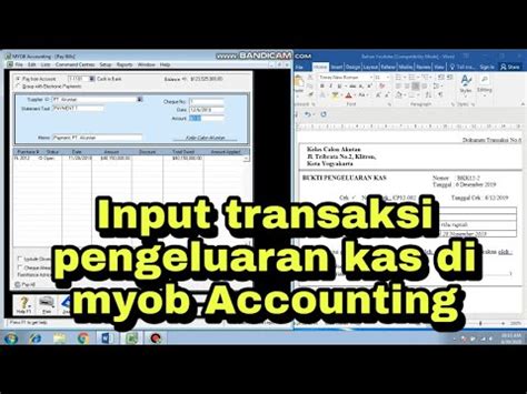 input transaksi pengeluaran kas  myob accounting youtube