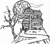 Haunted Coloring House Drawing Pages Mansion Printable Spooky Sketch Simple Hill Color Houses Kids Castle Halloween Printables Print Mansions Creepy sketch template
