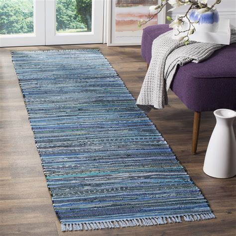 safavieh rag rug collection runner rug    blue multi