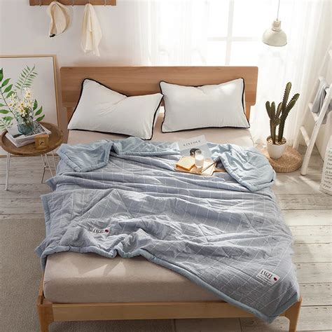 simple blue plaid pattern bedding pcs coverlet bedspread quiltsummer duvet quilt cover summer