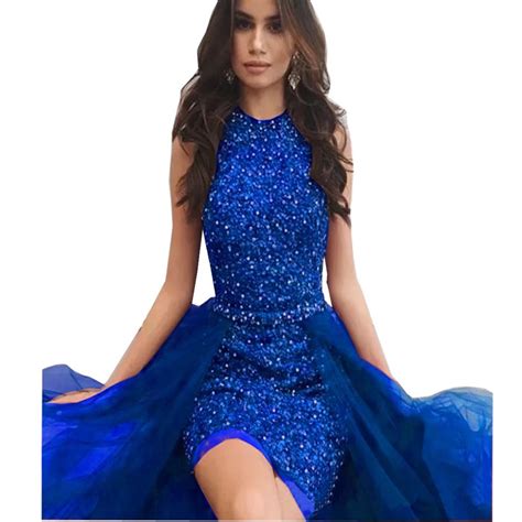 Chady Sparkly Royal Blue Short Prom Dresses With Tulle