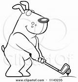 Dog Golfing Holding Against Club Tee Ball Clipart Cartoon Cory Thoman Outlined Coloring Vector Cat 2021 sketch template
