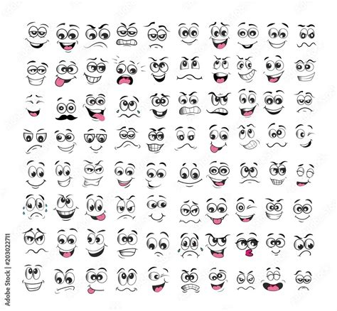 Face Expression Set Cartoon Emotion Vector Illustration Stock Vector