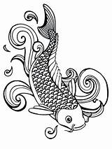Fish Coloring Koi Pages Adult Printable Coy Drawing Adults Color Realistic Simple Outline Getdrawings Getcolorings Outlines Line sketch template