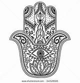 Hamsa Hand Coloring Pages Symbol Stock Eye Henna Tattoos Tattoo Lotus Drawings Royalty Arabic Muster Drawn Decorative Flower Pattern Drawing sketch template