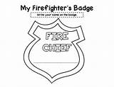 Badge Fire Preschool Safety Printables Firefighter Coloring Booklet Badges Fireman Template Print Department Printable Chief Name Pages Truck Birthday Helpers sketch template