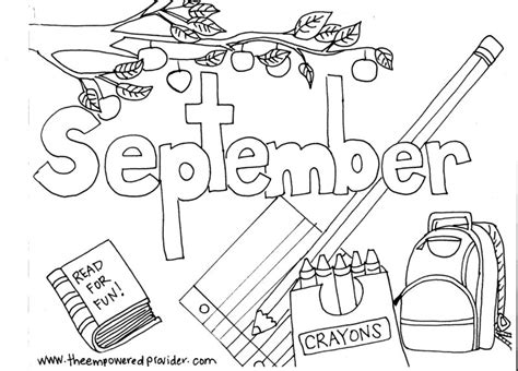 september calendar coloring page