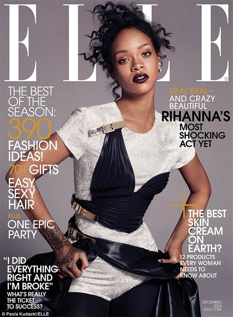 rihanna poses topless for elle in a sexy fashion shoot daily mail online