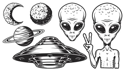 Aliens And Ufo Set Stock Illustration Download Image Now