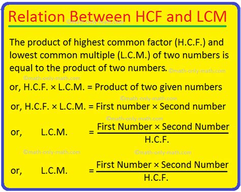 relationship  hcf  lcm highest common factorexamples