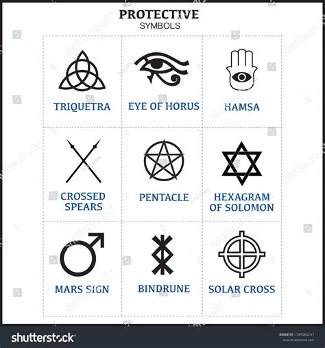 set protective symbols vector icons ancient stock vector royalty