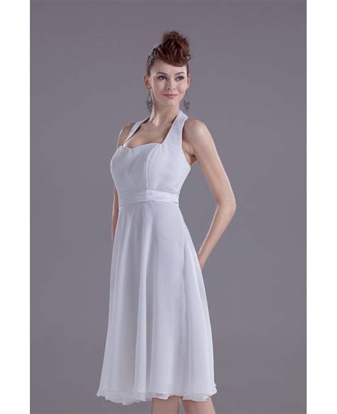 Casual Short Wedding Dresses With Straps Simple Halter Neck Style