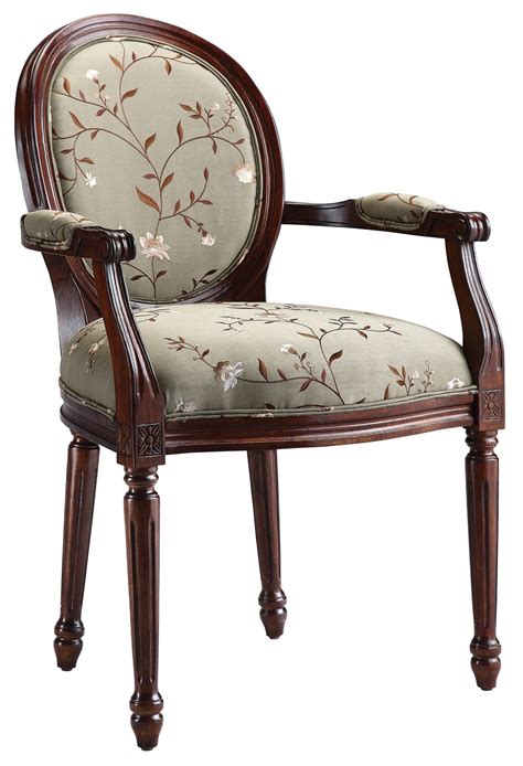 fabric accent chair  light green floral  stein world