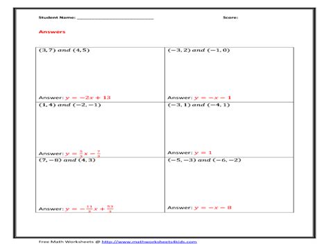 finding slope   equation worksheet ekerekizul