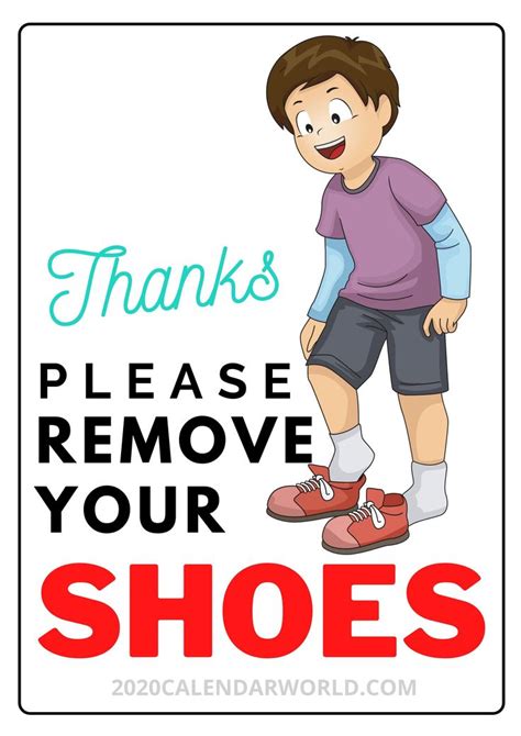 printable  remove  shoes sign printable