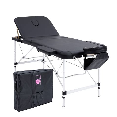 70cm Aluminium Portable Massage Table Black Forever Beauty