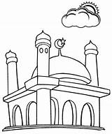 Mosque Coloring Gambar Mewarnai Putih Masjid Ketupat Buku Warna Idul Fitri Lebaran sketch template