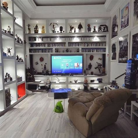 minimalist white video game rooms  hack organizer gamer room