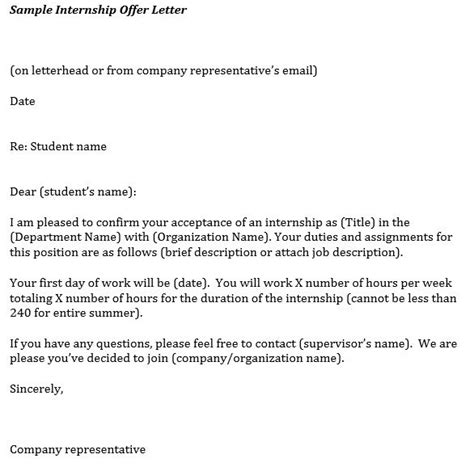 sample internship letter  employer  internee  office files
