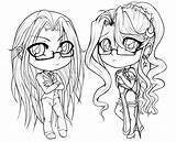Coloring Pages Anime Girl Fox Cute Chibi Clipart Library sketch template