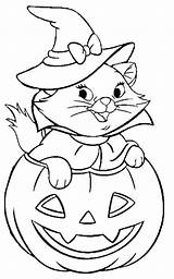 Coloring Cat Pumpkin Pages Witches Print sketch template