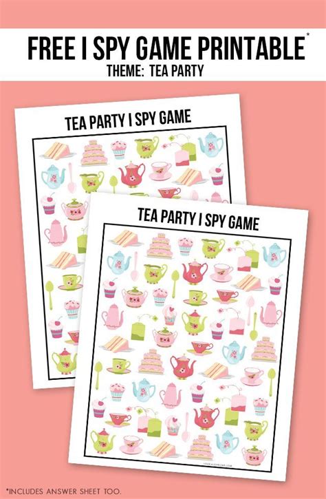 tea party game printable  spy  laugh rowe tea party games