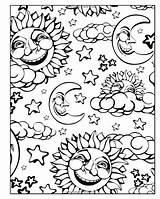 Coloring Moon Pages Stars Sun Adult Mandala Printable Star Getcolorings Colouring Sheets Adults Print Drawing Fun Earth Book Space Color sketch template