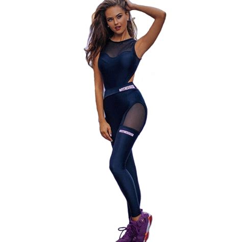 Black Hollow Bodysuit Be Fitness Playsuit Mesh Sexy Women Jumpsuit Tank