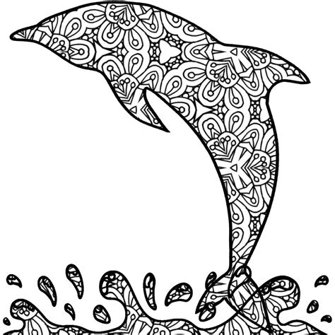 dolphin adult coloring page printable   thinkprintableart