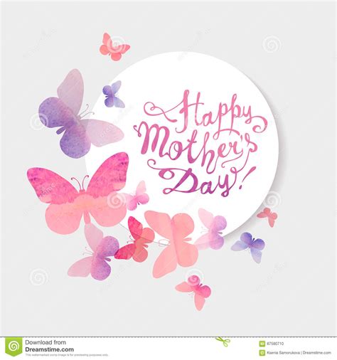 happy mothers day pink watercolor butterflies stock vector