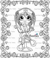 Coloring Besties Digi Rx Nurse Stamp Instant Doll Dr Well sketch template