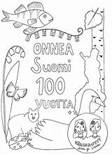 Suomi Coloring Finland Onnea 100v Independence Finnish Visit sketch template