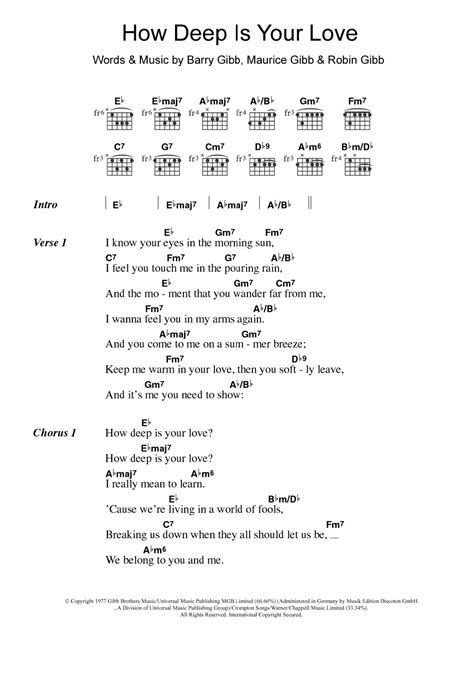 How Deep Is Your Love By Take That Guitar Chords Lyrics Guitar