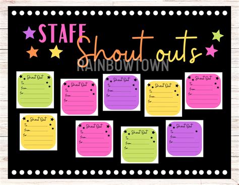 shout outs bulletin board kit staff appreciation shout  card
