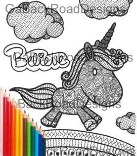zentangle cute unicorn coloring page hand drawn  color