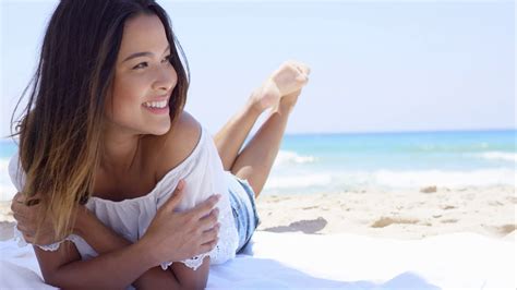 Happy Young Woman Relaxing In Shade Of Stock Footage Sbv 308178233