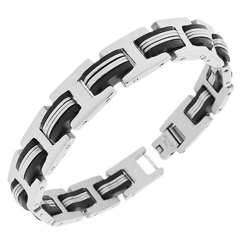daily styles stainless steel black silver tone link chain mens bracelet walmartcom
