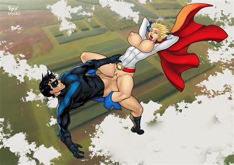 nightwing and power girl commission by r ex hentai foundry