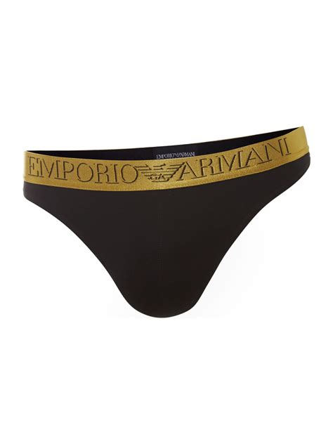 Emporio Armani Logo Waistband Thong In Black For Men Lyst