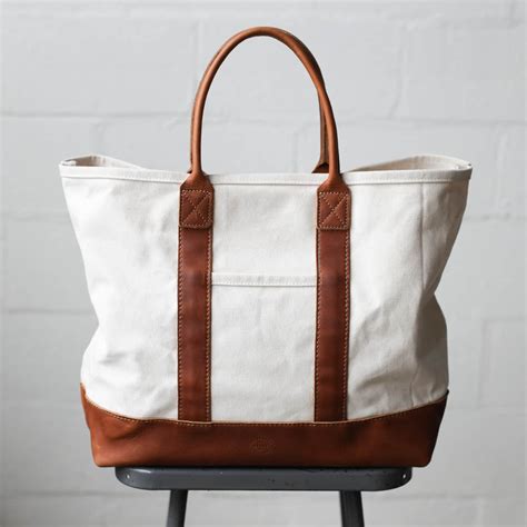canvas leather tote bag sample forestbound