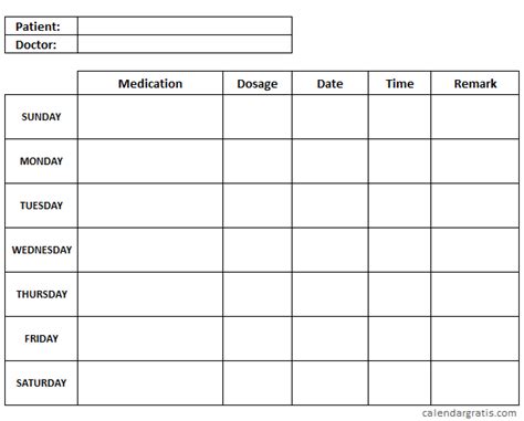 pin  medication schedule template